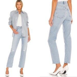 AGOLDE High Rise Pinch Jean Rigid Denim Vintage‎ ‘90s Distressed Light Wash 25